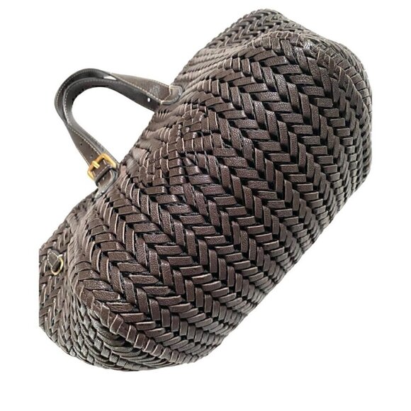 Anya Hindmarch Neeson Small Square Tote Handbag Bag brown capra leather woven - Picture 4 of 14